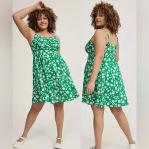 Torrid Green and White Floral Mini Dress